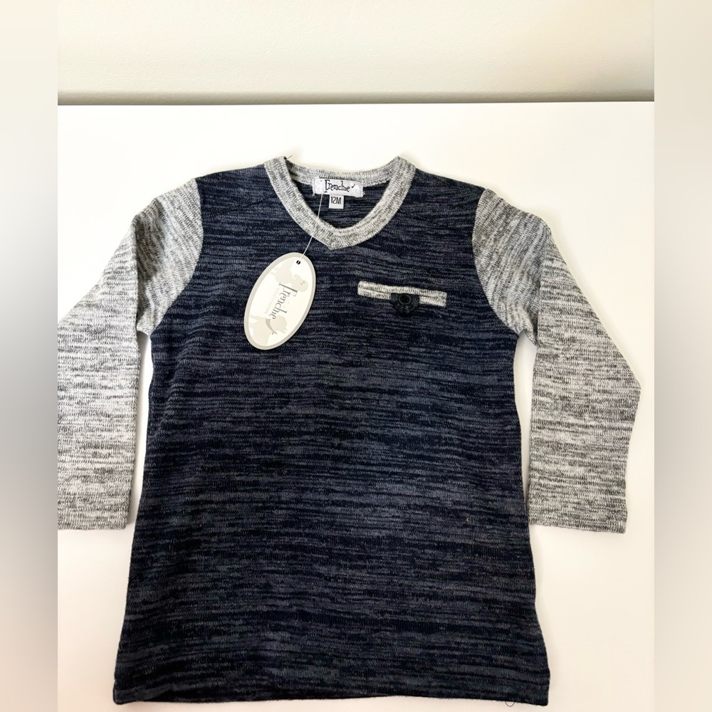 Frenchie Mini Couture long sleeve multi color shirt size 12 mo new